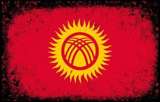 vieux, sale, grunge, vendange, kirghizistan, drapeau national, fond vecteur