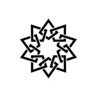 conception de modèle d'emblème géométrique avec des éléments qui se chevauchent. motif islamique. noeud celtique. mandala à motif géométrique en style arabe, logo noir isolé sur fond blanc. illustration vectorielle vecteur
