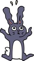 dessin animé doodle lapin excité vecteur