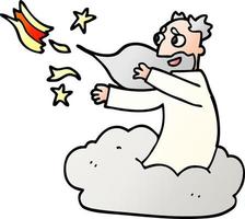 dessin animé doodle dieu sur le nuage vecteur