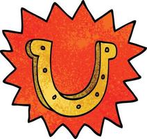 dessin animé doodle symbole de fer à cheval chanceux fou vecteur