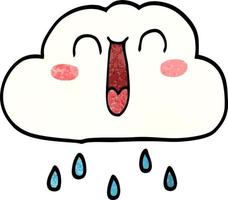 heureux, dessin animé, griffonnage, pluie, nuage vecteur