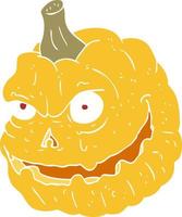illustration en couleur plate d'une citrouille effrayante de dessin animé vecteur