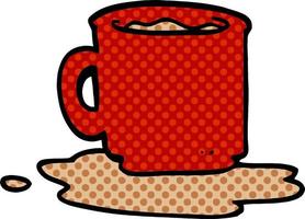 dessin animé doodle de tasse de thé renversée vecteur