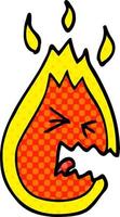 dessin animé doodle flamme chaude en colère vecteur