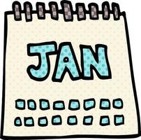 calendrier de doodle de dessin animé montrant le mois de janvier vecteur