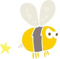 illustration en couleur plate d'une abeille en colère de dessin animé vecteur