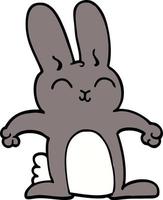 dessin animé doodle lapin gris vecteur