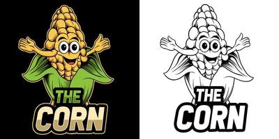 conception de personnage de maïs ou mascotte, parfaite pour le logo, le web et l'illustration imprimée vecteur