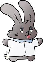 dessin animé doodle lapin heureux vecteur