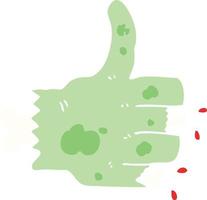 illustration en couleur plate d'une main de zombie de dessin animé vecteur