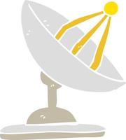 illustration en couleur plate d'une antenne parabolique de dessin animé vecteur