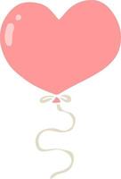 ballon de coeur d'amour de dessin animé de style couleur plat vecteur