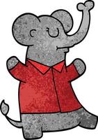 dessin animé doodle éléphant portant une chemise vecteur