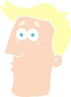 illustration en couleur plate d'un visage masculin de dessin animé vecteur