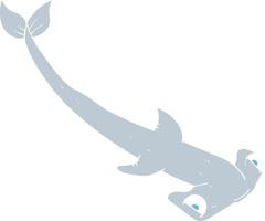 illustration en couleur plate d'un requin marteau de dessin animé vecteur