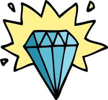 dessin animé doodle diamant de tatouage vecteur