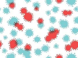 virus corona covid-19 surimpression conception d'illustration de modèle vectoriel continu, dans les couleurs bleu et rouge. modèle d'infection