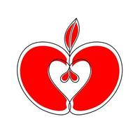 pomme coeur rouge comme logo. vecteur