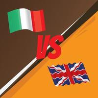 modèle de bannière de compétition avec le drapeau de l'italie et de l'angleterre vecteur