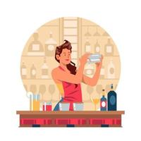 concept élégant de barman féminin vecteur