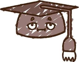 dessin à la craie de bonnet de graduation vecteur