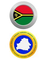 bouton comme symbole drapeau vanuatu et carte sur fond blanc vecteur