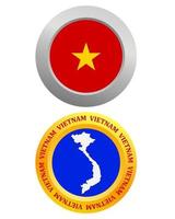 bouton comme symbole du drapeau du vietnam et carte sur fond blanc vecteur