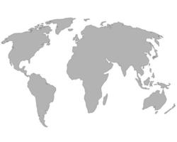 carte du monde en nuances de gris sur fond blanc vecteur