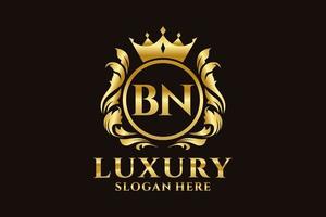 modèle initial de logo de luxe royal de lettre bn dans l'art vectoriel pour des projets de marque luxueux et d'autres illustrations vectorielles.