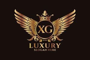 lettre d'aile royale de luxe xg crête logo couleur or vecteur, logo de victoire, logo de crête, logo d'aile, modèle de logo vectoriel. vecteur
