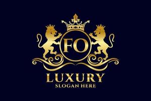 modèle de logo de luxe royal lion fo lettre initiale dans l'art vectoriel pour des projets de marque luxueux et d'autres illustrations vectorielles.