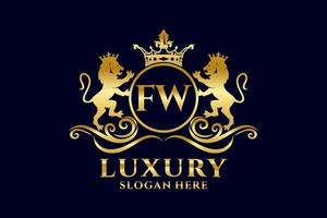 modèle initial de logo de luxe fw lettre lion royal dans l'art vectoriel pour les projets de marque luxueux et autres illustrations vectorielles.