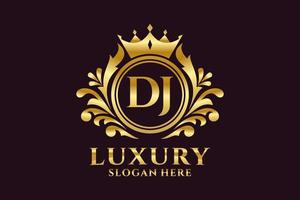 modèle de logo de luxe royal lettre initiale dj dans l'art vectoriel pour les projets de marque luxueux et autres illustrations vectorielles.