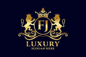 modèle initial de logo fj lettre lion royal luxe dans l'art vectoriel pour les projets de marque luxueux et autres illustrations vectorielles.