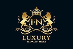 modèle initial de logo de luxe fn lettre lion royal dans l'art vectoriel pour les projets de marque luxueux et autres illustrations vectorielles.