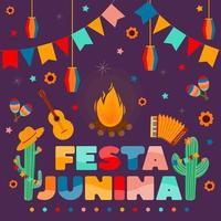 carte festa junina, festival traditionnel de juin du brésil. vecteur