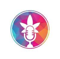 création de logo vectoriel de podcast de cannabis. logo podcast avec modèle de vecteur de feuille de cannabis.