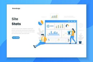 page de destination des statistiques du site de conception plate vecteur
