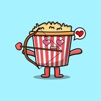 personnage de mascotte de dessin animé pop-corn cupidon romantique vecteur