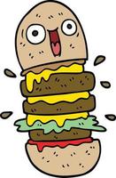 dessin animé doodle hamburger vecteur