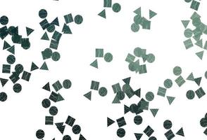 modèle vectoriel vert clair avec cristaux, cercles, carrés.