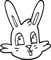 visage de lapin de dessin animé dessin au trait vecteur