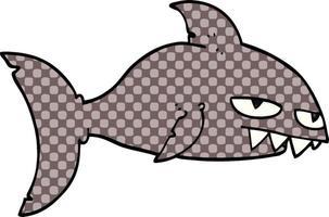 dessin animé doodle requin mortel vecteur