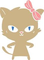 chat de dessin animé mignon style couleur plat vecteur