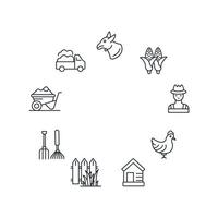 ensemble d'icônes de ferme et d'agriculture. ferme et agriculture pack symbole éléments vectoriels pour le web infographique vecteur