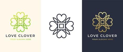 création de logo de trèfle d'amour vecteur
