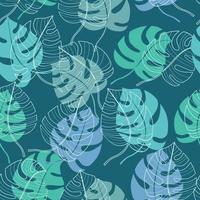 feuilles bleues de modèle sans couture de monstera vecteur