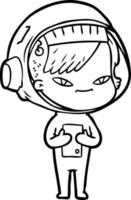 femme astronaute de dessin animé vecteur