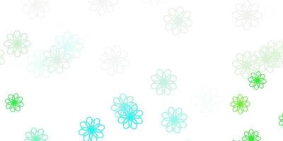 texture de doodle vecteur vert clair avec des fleurs.